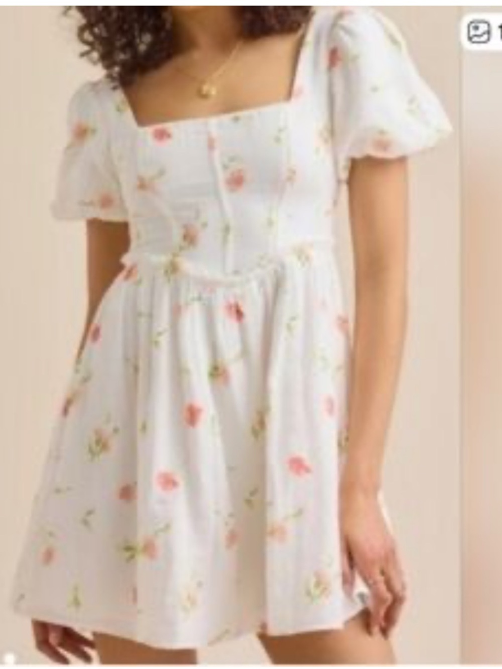Altar'd State size XL Addie  White Floral Smocked mini dress